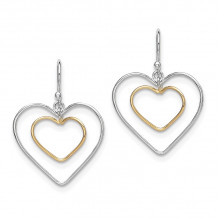 Quality Gold Sterling Silver Gold-Plated Double Heart Wire Dangle Earrings - QE7243