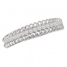 La Vie 14k White Gold Twisted Rope Diamond Wedding Band