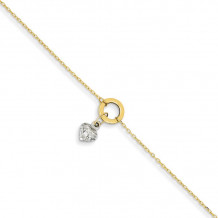 Quality Gold 14k Gold Two Tone Puff Heart Anklet - ANK243-9