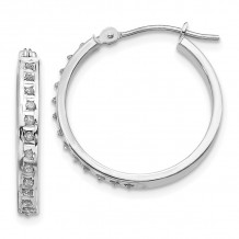 Quality Gold 14k White Gold Diamond Fascination Round Hinged Hoop Earrings - DF158