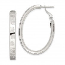 Quality Gold Sterling Silver Satin and Polished Omega Back Hoop Earrings - QE8286