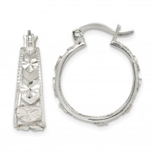 Quality Gold Sterling Silver Diamond-cut Heart Hoop Earrings - QE14742