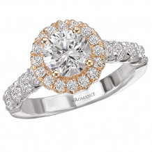 18k Two-Tone White & Rose Gold Round Halo Diamond Engagement Ring