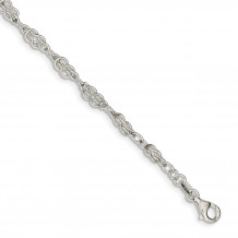 Quality Gold Sterling Silver 4.5mm Herculean Knot Link Bracelet - QG666-7.25
