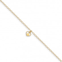 Quality Gold 14k Polished Hearts  in ext Anklet - ANK294-10