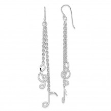 Quality Gold Sterling Silver Rhodium-plated Musical Notes Dangle Earrings - QE8920