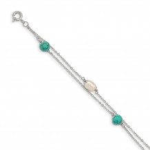 Quality Gold Sterling Silver Turquoise & FCP   Bracelet - QG5017-7
