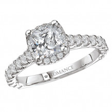 Romance 18k White Gold Halo Semi-Mount Diamond Engagement Ring