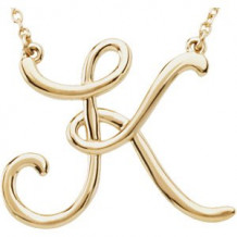 14K Yellow Script Initial K 16 Necklace - 84635240P