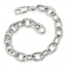 Quality Gold Sterling Silver Open Link 8.50mm Bracelet - QG3358-7.5