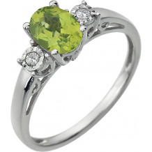 14K White Peridot & .04 CTW Diamond Ring - 651544100P