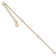 Quality Gold 14k Two Tone Ropa Mirror Bead  Anklet - ANK265-9