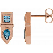 14K Rose Blue Multi-Gemstone Geometric Bar Drop Earrings - 87039606P