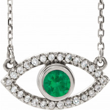 14K White Emerald & White Sapphire Evil Eye 18 Necklace - 86832684P