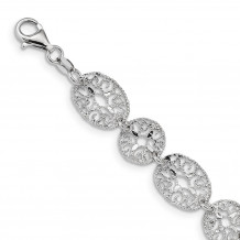 Quality Gold Sterling Silver Rhodium Polished Circles Bracelet - QG3335-8.25