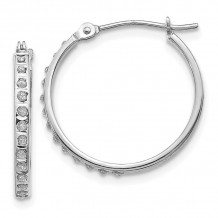 Quality Gold 14k White Gold Diamond Round Hinged Hoop Earrings - DF241
