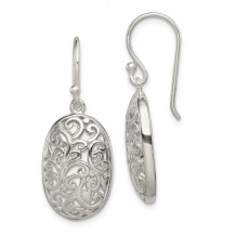 Quality Gold Sterling Silver Polished Filigree Dangle Earrings - QE7165