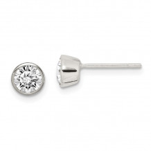 Quality Gold Sterling Silver 5mm CZ Round Bezel Stud Earrings - QE3174