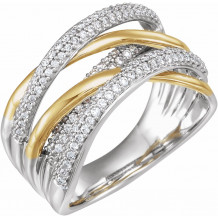 14K White & Yellow 1/2 CTW Diamond Criss-Cross Ring - 65232460001P