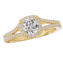 Romance 18k Yellow Gold Halo Semi-Mount Diamond Engagement Ring