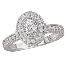 14k White Gold Halo Complete Diamond Engagement Ring