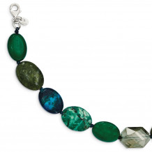 Quality Gold Sterling Silver Jade Crystal Jasper and Serpentine   Bracelet - QH5273-7