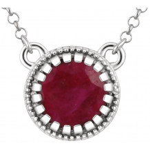 14K White Ruby July 18 Birthstone Necklace - 651611114P