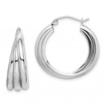 Quality Gold Sterling Silver Rhodium Plated Hoop Earrings - QE8403