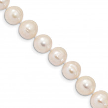 Quality Gold Sterling Silver Rhodium  10-11mm White FW Cultured Pearl Bracelet - QH4828-7.25