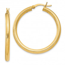 Quality Gold Sterling Silver Gold-flashed Patterned 35mm Hoop Earrings - QE6696