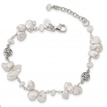 Quality Gold Sterling Silver FWC Keshi Pearl & Moonstone Fancy Bracelet - QH5361-7.5