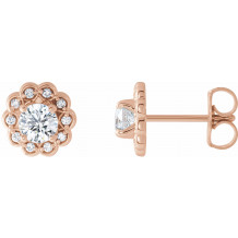 14K Rose 5/8 CTW Diamond Halo-Style Earrings - 86663607P