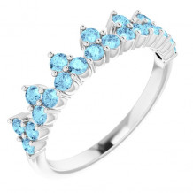 14K White Aquamarine Crown Ring - 71972600P