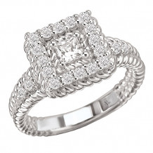 14k White Gold Halo Semi-Mount Diamond Engagement Ring