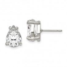 Quality Gold Sterling Silver Pear CZ Stud Earrings - QE317