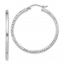 Quality Gold Sterling Silver Rhodium-plated  2x35mm Square Tube Hoop Earrings - QE8115