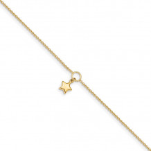 Quality Gold 14k Polished Dangle Star Anklet - ANK292-10
