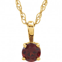 14K Yellow 3 mm Round Mozambique Garnet Youth Birthstone 14 Necklace - 2839370006P