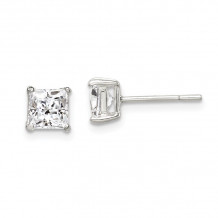 Quality Gold Sterling Silver 5mm Princess Basket Set CZ Stud Earrings - QE3152