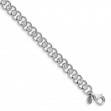 Quality Gold Sterling Silver Rhodium-plated Diamond-cut Beads & Circles Bracelet - QG4819-7.5