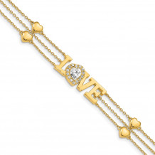 Quality Gold Sterling Silver Gold-Tone Crystal Love Bracelet - QG4889-7.5