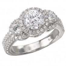 14k White Gold Triple Halo Semi-Mount Engagement Ring