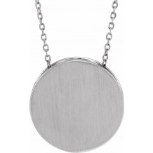 Platinum 17 mm Engravable Scroll Disc 16-18 Necklace - 86634603P