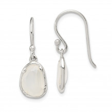 Quality Gold Sterling Silver White Chalcedony Dangle Earrings - QE14275