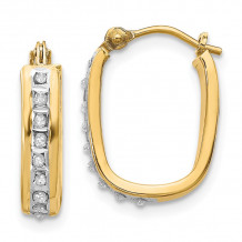 Quality Gold 14k Diamond Fascination Squared Hinged Hoop Earrings - DF163