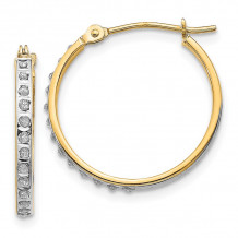 Quality Gold 14k Diamond Fascination Round Hinged Hoop Earrings - DF242