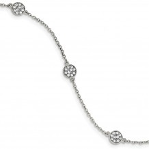 Quality Gold Sterling Silver Polished Circles with CZ Bracelet - QG3907-5.75
