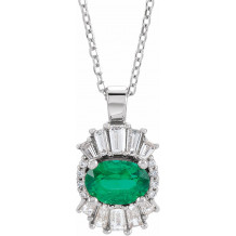 14K White Emerald & 1/3 CTW Diamond 16-18 Necklace - 869706115P
