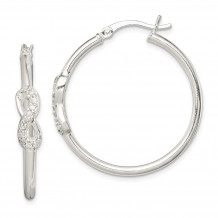 Quality Gold Sterling Silver Polished CZ Infinity Symbol Hinged Hoop Earrings - QE12325