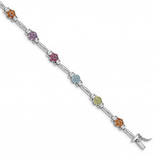 Quality Gold Sterling Silver Rhodium-plated Multi-gemstone Bracelet - QG4922-7.5